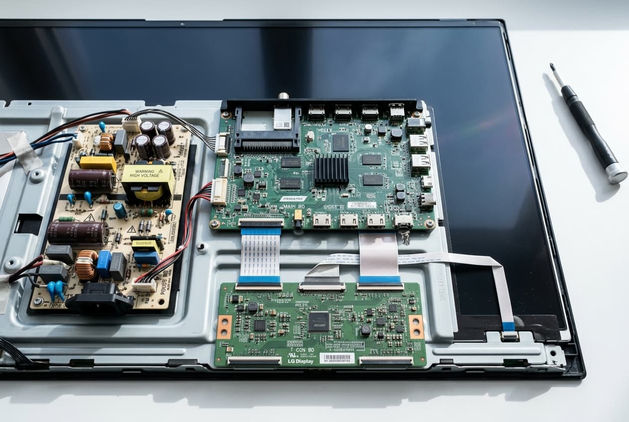 OLED · T-CON + SMPS visible